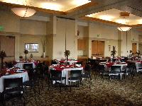 Banquet Room with Red and White Tableclothes