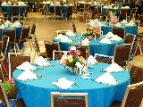 Assembly Room with Blue Tableclothes