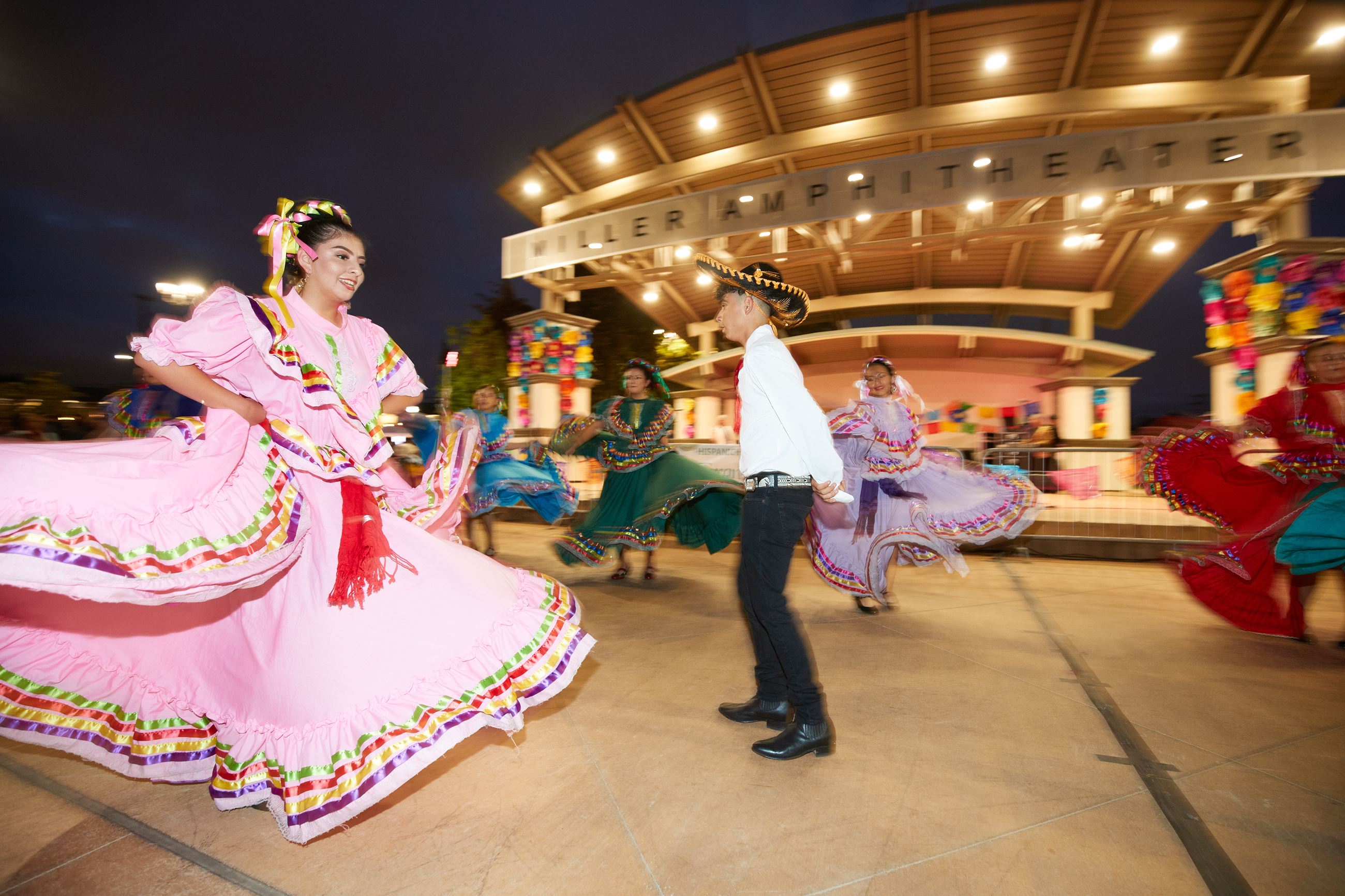 Young Mexican Folkloric Dancers performing at the Hispanic Heritage event 2019