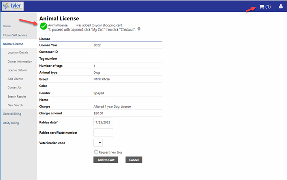 Css Process for Dog Lic request 10